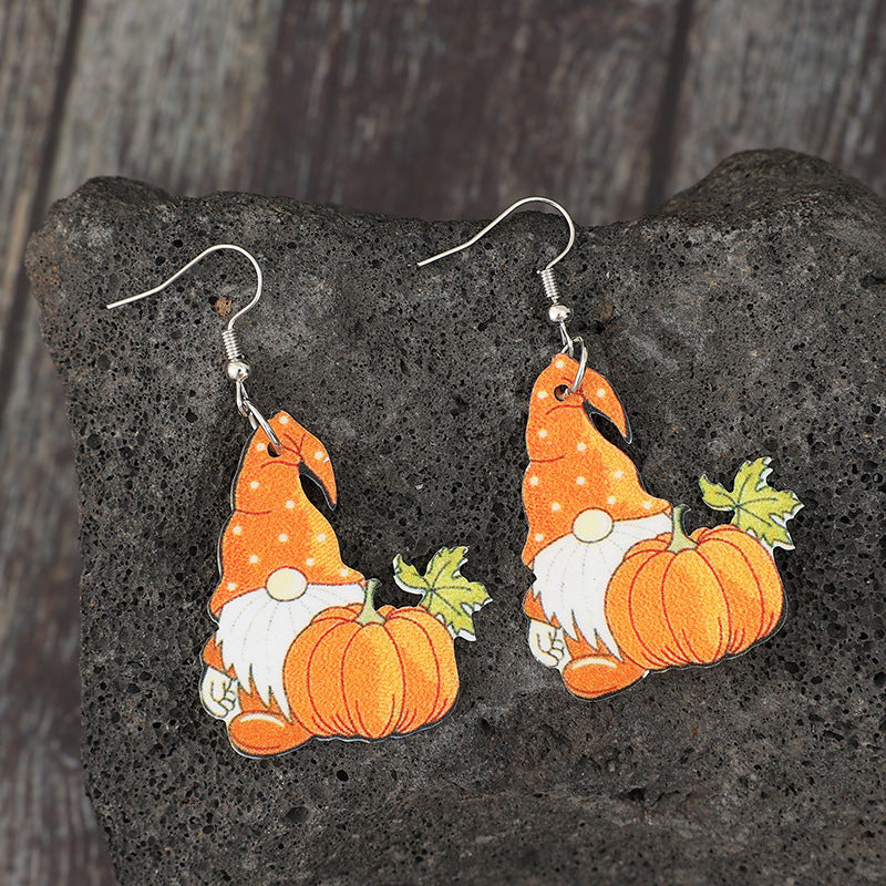 Wholesale Thanksgiving  Pumpkin Wooden Retro Earrings